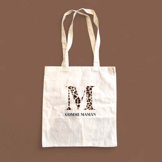 Tote bag M comme Maman léopard